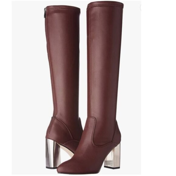 Franco Sarto Catherine Hight Shaft Faux Leather Burgundy Boots - Picture 1 of 4